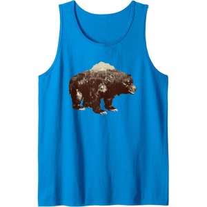 image:imageDays Gone BearShaped Forest Landscape Vintage Logo Tank TopSapphire Blue