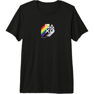 image:imagePlayStation Pride LGBTQIA Collection Stacked Chest Logo Premium Triblend TShirtBlack