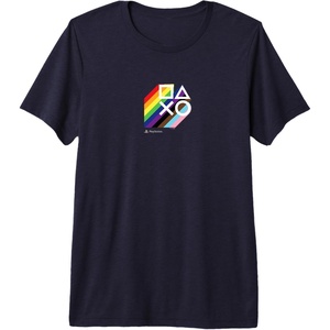 image:imagePlayStation Pride LGBTQIA Collection Stacked Chest Logo Premium Triblend TShirtNavy Blue