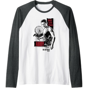 image:imageThe Last of Us Part II Abby Bare Your Fangs Big Chest Poster Raglan Baseball TeeDark Heather GreyWhite