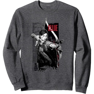 image:imageThe Last of Us Part II Ellie Ready For Fight Chest Poster SweatshirtDark Heather Grey