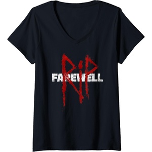 image:imageWomens Days Gone RIP Farewell Distressed Big Chest Logo VNeck TShirtBlack