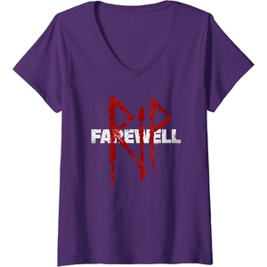 image:imageWomens Days Gone RIP Farewell Distressed Big Chest Logo VNeck TShirtPurple