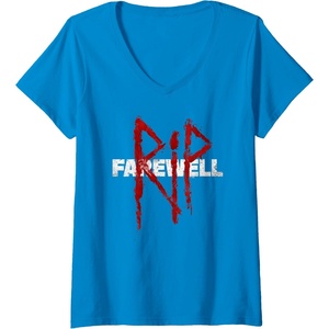 image:imageWomens Days Gone RIP Farewell Distressed Big Chest Logo VNeck TShirtSapphire Blue
