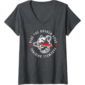image:imageWomens Days Gone Ride The Broken Road Farewell Original Big Logo VNeck TShirtDark Heather Grey