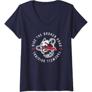image:imageWomens Days Gone Ride The Broken Road Farewell Original Big Logo VNeck TShirtNavy Blue