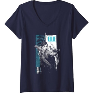 image:imageWomens The Last of Us Part II Ellie Ready For Fight Big Poster V2 VNeck TShirtNavy Blue