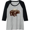 image:imageDays Gone BearShaped Forest Landscape Vintage Logo Raglan Baseball TeeBlackAthletic Heather