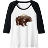 image:imageDays Gone BearShaped Forest Landscape Vintage Logo Raglan Baseball TeeBlackWhite