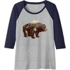 image:imageDays Gone BearShaped Forest Landscape Vintage Logo Raglan Baseball TeeNavy BlueAthletic Heather