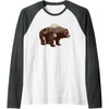 image:imageDays Gone BearShaped Forest Landscape Vintage Logo Raglan Baseball TeeDark Heather GreyWhite