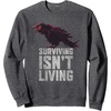 image:imageDays Gone Surviving Isnt Living Crow Quote Big Chest Logo SweatshirtDark Heather Grey