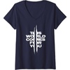 image:imageWomens Days Gone This World Comes For You Distressed Chest Logo VNeck TShirtNavy Blue
