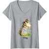 image:imageWomens The Last of Us Part II Hat On A Dinosaur Watercolor Style VNeck TShirtHeather Grey