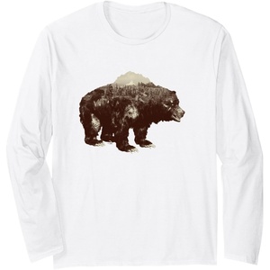 image:imageDays Gone BearShaped Forest Landscape Vintage Logo Long Sleeve TShirtWhite