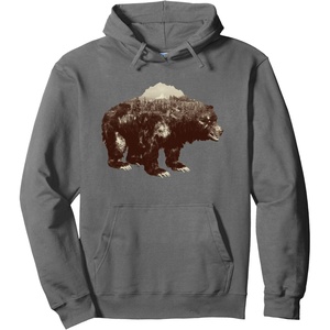 image:imageDays Gone BearShaped Forest Landscape Vintage Logo Pullover HoodieAsphalt Grey