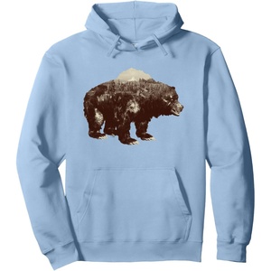 image:imageDays Gone BearShaped Forest Landscape Vintage Logo Pullover HoodieDusty Blue