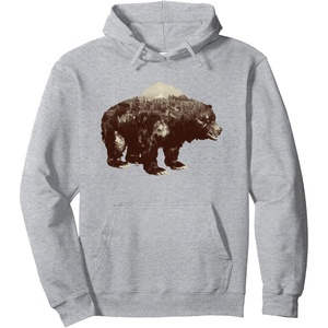 image:imageDays Gone BearShaped Forest Landscape Vintage Logo Pullover HoodieHeather Grey