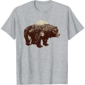 image:imageDays Gone BearShaped Forest Landscape Vintage Logo TShirtHeather Grey