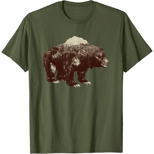 image:imageDays Gone BearShaped Forest Landscape Vintage Logo TShirtOlive Green