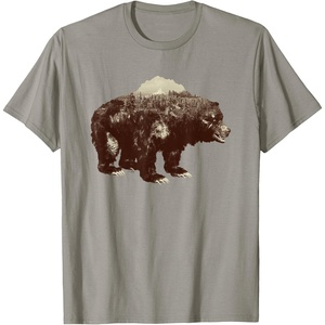 image:imageDays Gone BearShaped Forest Landscape Vintage Logo TShirtSlate Grey