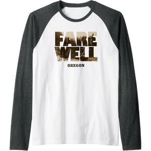 image:imageDays Gone Farewell Oregon Landscape Big Chest Logo Raglan Baseball TeeDark Heather GreyWhite