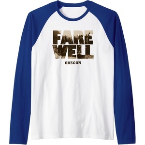 image:imageDays Gone Farewell Oregon Landscape Big Chest Logo Raglan Baseball TeeRoyal BlueWhite