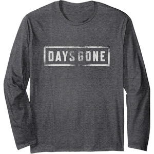 image:imageDays Gone Iconic Distressed Big Chest Logo Long Sleeve TShirtDark Heather Grey