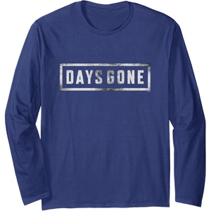 image:imageDays Gone Iconic Distressed Big Chest Logo Long Sleeve TShirtNavy Blue