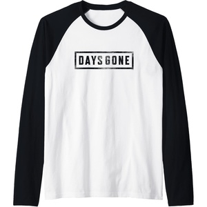 image:imageDays Gone Iconic Distressed Big Chest Logo V2 Raglan Baseball TeeBlackWhite