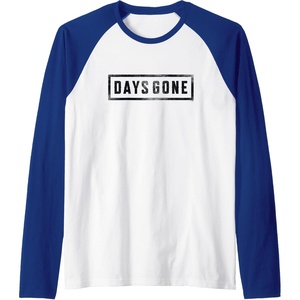 image:imageDays Gone Iconic Distressed Big Chest Logo V2 Raglan Baseball TeeRoyal BlueWhite