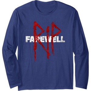 image:imageDays Gone RIP Farewell Distressed Big Chest Logo Long Sleeve TShirtNavy Blue
