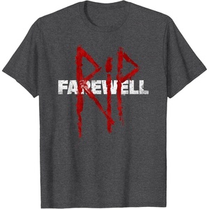 image:imageDays Gone RIP Farewell Distressed Big Chest Logo TShirtDark Heather Grey