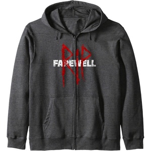 image:imageDays Gone RIP Farewell Distressed Big Chest Logo Zip HoodieDark Heather Grey