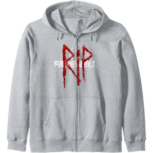 image:imageDays Gone RIP Farewell Distressed Big Chest Logo Zip HoodieHeather Grey