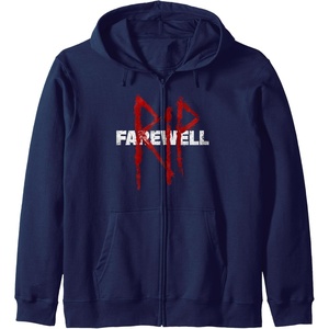 image:imageDays Gone RIP Farewell Distressed Big Chest Logo Zip HoodieNavy Blue
