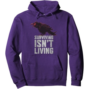 image:imageDays Gone Surviving Isnt Living Crow Quote Big Chest Logo Pullover HoodiePurple
