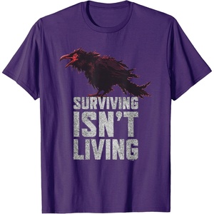 image:imageDays Gone Surviving Isnt Living Crow Quote Big Chest Logo TShirtPurple