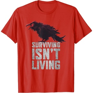 image:imageDays Gone Surviving Isnt Living Crow Quote Big Chest Logo TShirtRed