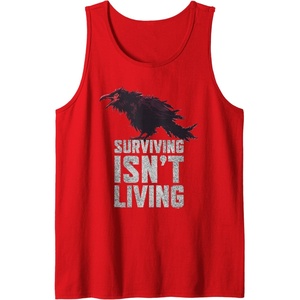 image:imageDays Gone Surviving Isnt Living Crow Quote Big Chest Logo Tank TopRed