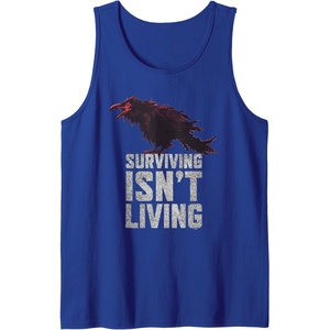 image:imageDays Gone Surviving Isnt Living Crow Quote Big Chest Logo Tank TopRoyal Blue