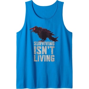 image:imageDays Gone Surviving Isnt Living Crow Quote Big Chest Logo Tank TopSapphire Blue