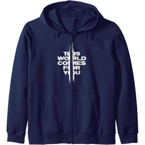 image:imageDays Gone This World Comes For You Distressed Chest Logo Zip HoodieNavy Blue