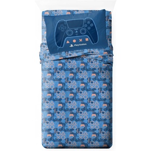 image:imageJay Franco Kids Sheet Cartoon Set with Fitted Flat Sheets amp Pillow Cover  UltraSoft Bedding with Pillowcase for Room Decor Blue  PlayStation 3 Piece TwinBlue  Playstation