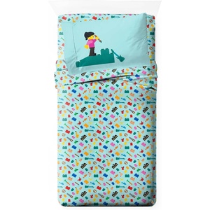 image:imageJay Franco Kids Sheet Cartoon Set with Fitted Flat Sheets amp Pillow Cover  UltraSoft Bedding with Pillowcase for Room Decor Blue  PlayStation 4 Piece QueenTeal  Lego