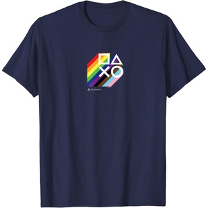 image:imagePlayStation Pride LGBTQIA Collection Stacked Chest Logo TShirtNavy Blue