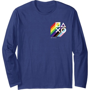 image:imagePlayStation Pride LGBTQIA Collection Stacked Pocket Logo Long Sleeve TShirtNavy Blue