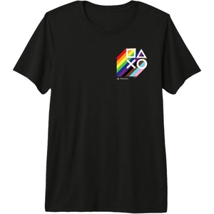 image:imagePlayStation Pride LGBTQIA Collection Stacked Pocket Logo Premium Triblend TShirtBlack