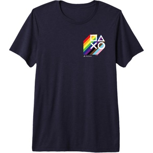 image:imagePlayStation Pride LGBTQIA Collection Stacked Pocket Logo Premium Triblend TShirtNavy Blue