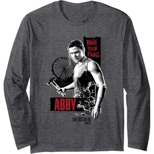 image:imageThe Last of Us Part II Abby Bare Your Fangs Big Chest Poster Long Sleeve TShirtDark Heather Grey